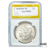 1878 Rev. 79 Morgan Silver Dollar PGA MS64