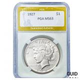1927 Silver Peace Dollar PGA MS63
