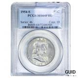 1954-S Franklin Half Dollar PCGS MS64 FBL