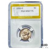 1950-D Jefferson Nickel PGA MS67 FS