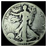 1918-D Silver Walking Liberty Half Dollar NICELY C