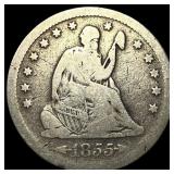 1855-S Silver Seated Liberty Quarter NICELY  CIRC