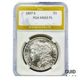 1897-S Morgan Silver Dollar PGA MS63 PL