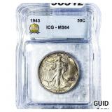 1943 Walking Liberty Half Dollar ICG MS64