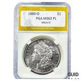 1880-O Morgan Silver Dollar PGA MS63 PL Micro O