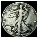 1938-D Silver Half Dollar Walking Liberty NEARLY U