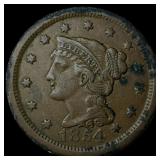 1854 RB Braided Hair Large Cent UNCIRCULATED