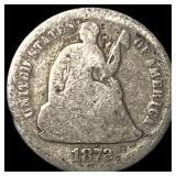 1872 Silver Seated Liberty Half Dime NICELY CIRCUL