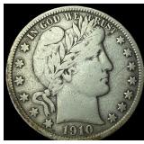 1910-S Silver Barber Half Dollar NEARLY UNCIRCULAT