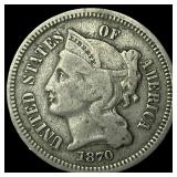 1870 Nickel Three-Cent Piece LIGHTLY CIRCULATED