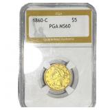 1860-C $5 Gold Half Eagle PGA MS60
