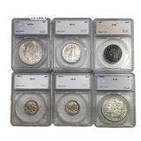 [6 Coins] 1846-1945 U.S. Lot 1C-$1 SEGS XF/VF/MS25