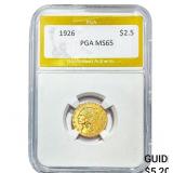 1926 $2.50 Gold Quarter Eagle PGA MS65