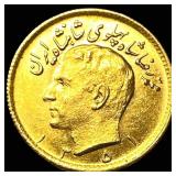 1351 SH (1972) Iran 1/2 Pahlavi Gold Coin UNCIRCUL