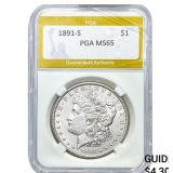 1891-S Morgan Silver Dollar PGA MS65