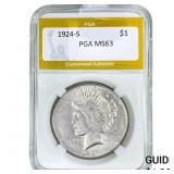 1924-S Silver Peace Dollar PGA MS63