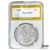 1891 Morgan Silver Dollar PGA MS63