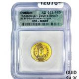 Roman Theodosius II Gold Solidus Dbl Struck MS62