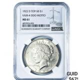 1922-D Silver Peace Dollar NGC M61 VAM-4 DDO Motto