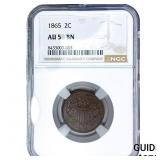 1865 2C Shield NGC AU58 BN
