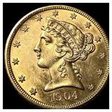 1904-S Gold $5 Liberty Half Eagle CHOICE BU
