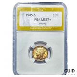 1945-S Mercury Silver Dime PGA MS67+