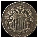 1866 Shield Nickel ABOUT UNCIRCULATED