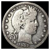 1908-S Barber Silver Quarter LIGHTLY  CIRCULATED