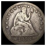1853 Arrows/Rays Seated Liberty Quarter LIGHTLY CI