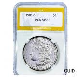 1901-S Morgan Silver Dollar PGA MS65