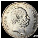 1904E Germany-Saxony Silver 5 Mark KM 1258