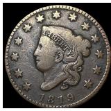 1819 RB Large Cent NEARLY UNCIRCULATED