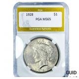 1928 Silver Peace Dollar PGA MS65