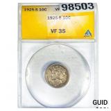 1925-S Mercury Silver Dime ANACS VF35
