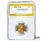 1909 VDB Wheat Cent PGA MS66 RD