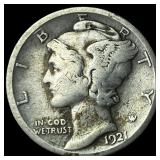 1921-D Silver Mercury Dime CHOICE AU