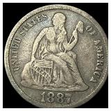 1887-S Silver Seated Liberty Dime NEARLY UNCIRCULA