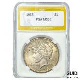 1935 Silver Peace Dollar PGA MS65