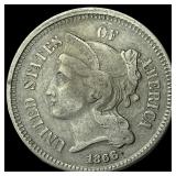 1866 Nickel Three-Cent Piece CLOSELY UNCIRCULATED