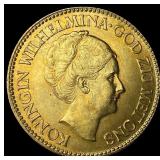 1933 Netherlands Gold 10 Gulden GEM BU