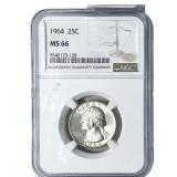 1964 Washington Silver Quarter NGC MS66