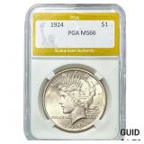 1924 Silver Peace Dollar PGA MS66