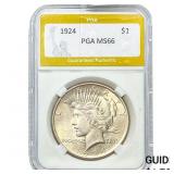 1924 Silver Peace Dollar PGA MS66