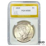 1924 Silver Peace Dollar PGA MS66