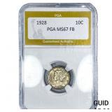 1928 Mercury Silver Dime PGA MS67 FB