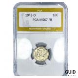 1943-D Mercury Silver Dime PGA MS67 FB