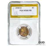 1940-D Wheat Cent PGA MS66 RB