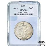 1943 Walking Liberty Half Dollar NCG MS66