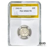1942-D Mercury Silver Dime PGA MS66 FB