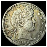 1904 Silver Barber Quarter CLOSELY UNCIRCULATED